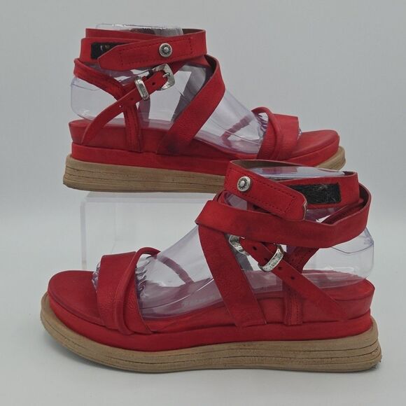 A.S.98 Labo Red Leather Platform Sandals Women’s EU 39 US 8.5‑9 Strappy EUC - Picture 1 of 9
